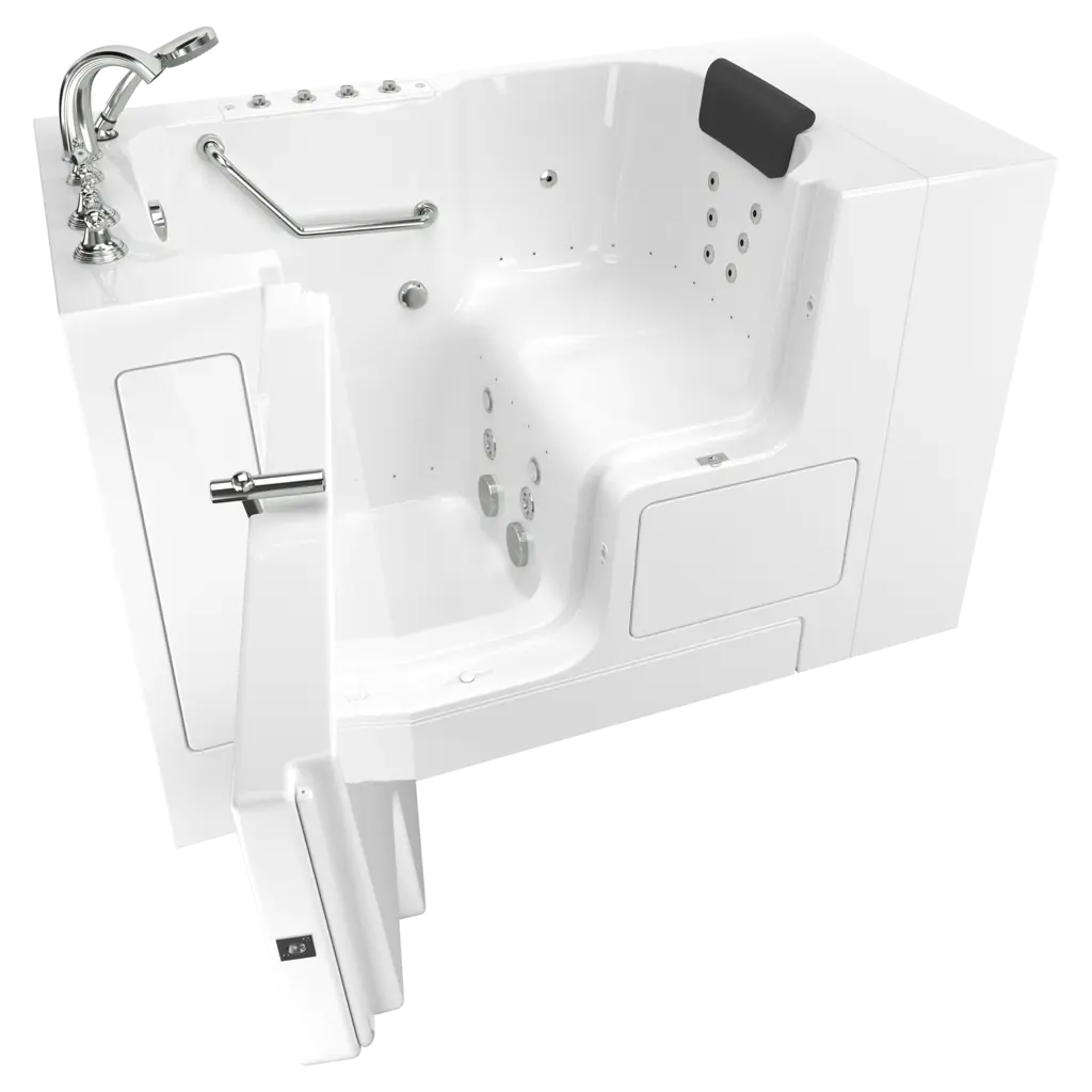 Baignoire à porte 32 x 52 pouces, série gelcoat de première qualité avec systèmes combinés de spa à air et à remous - Vidange à gauche avec robinet